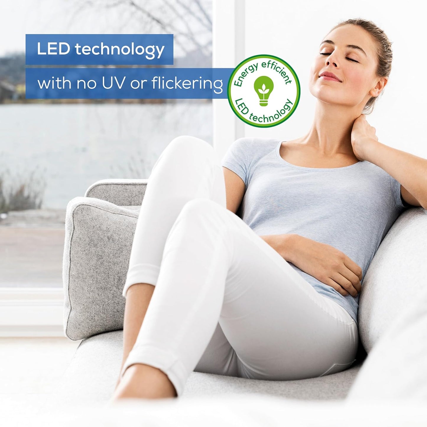 Beurer TL30 Portable Daylight Lamp- UV-Free 10,000 Lux LED Bright White Light Therapy for Home, Travel, & Office Lighting