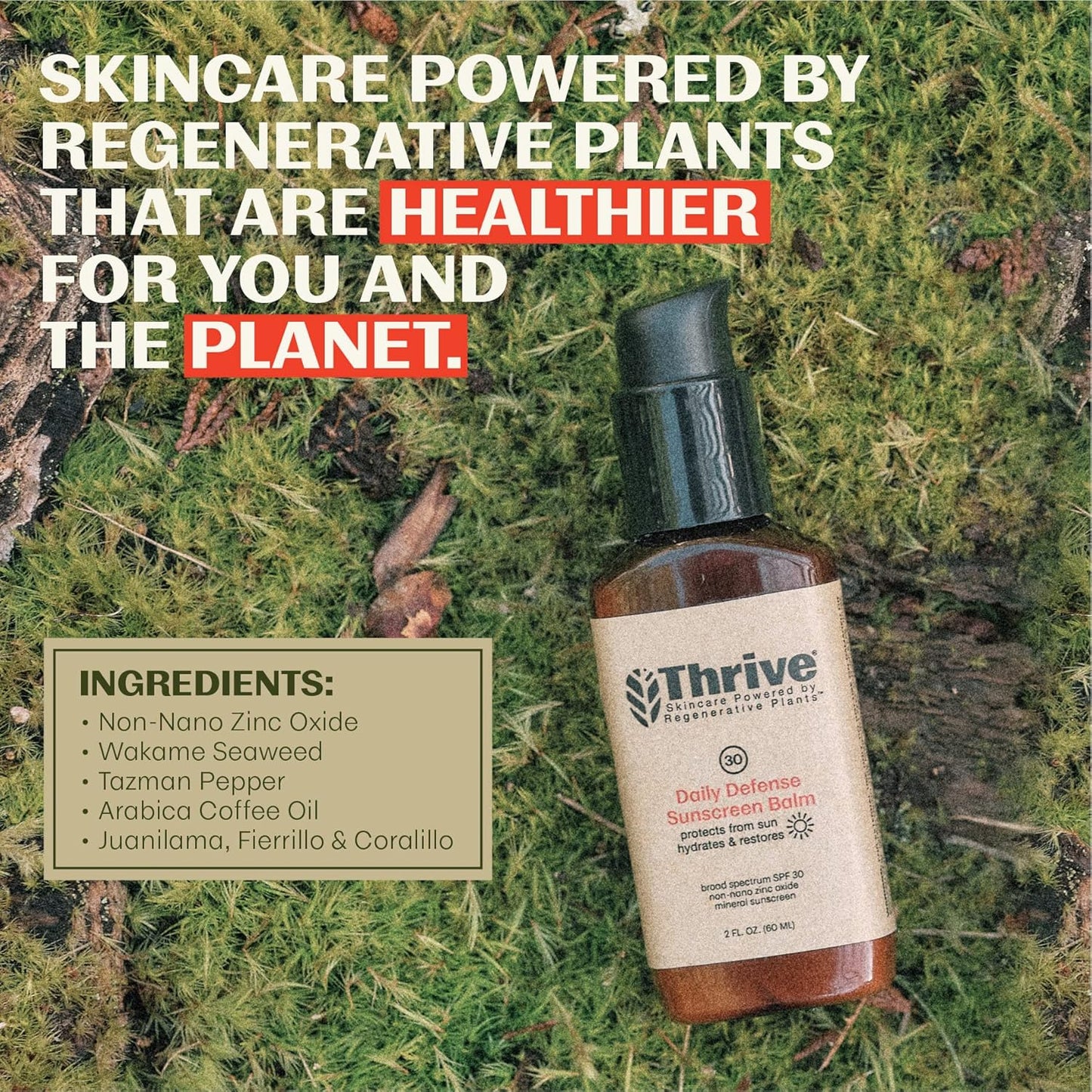 Thrive Natural Care Mineral Face Sunscreen SPF 30 - Daily Sunscreen for Face, No White Cast, Non-Nano Zinc Oxide - Lightweight Moisturizer Broad-Spectrum Protection - Vegan, 2 Fl Oz