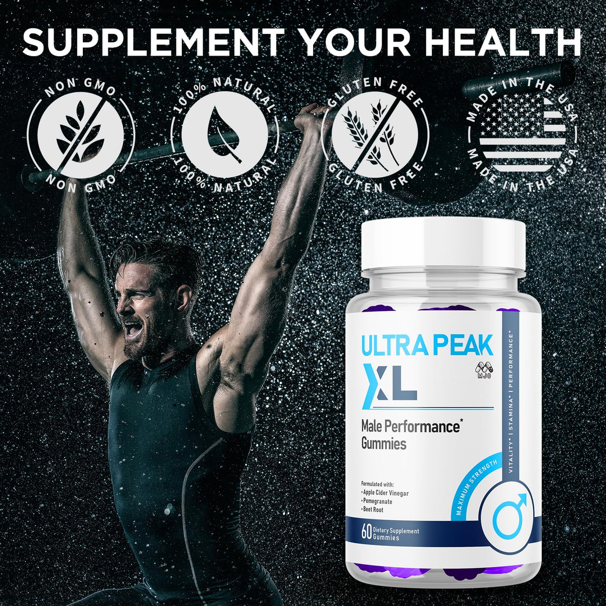 (2 Pack) Ultra Peak XL Gummies for Men, Official UltraPeak XL Male Gummys with All Natural Ingredients, Ultra PeakXL Maximum Strength Health and Wellness Multivitamin Supplement Gummys (120 Gummies)