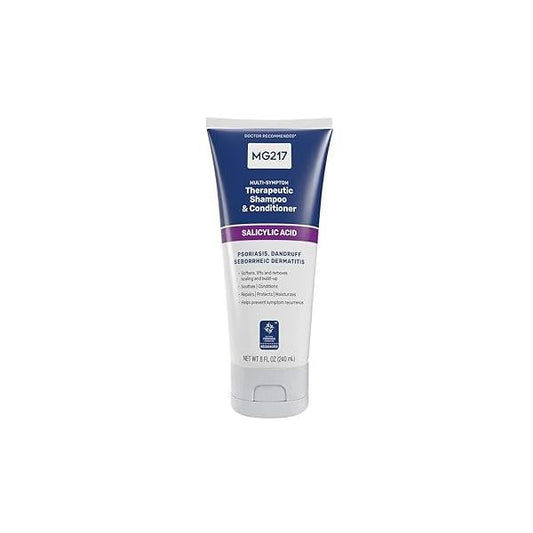 MG217 Psoriasis Shampoo and Conditioner with Salicylic Acid, Therapeutic Scalp Treatment, Softens, Lifts, Removes Scaling, Acid Conditioner, 8floz Tube