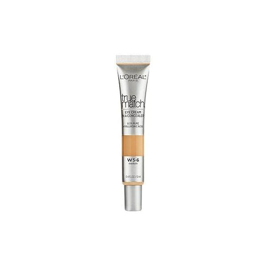 L’Oréal Paris True Match Eye Cream in a Concealer, 0.5% hyaluronic acid, Medium N5-6, 0.4 fl. oz.