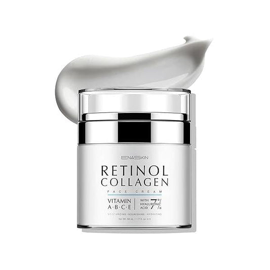 EnaSkin Retinol Collagen Face Moisturizer: Anti Aging & Wrinkle Repair Cream for Women - 7% Hyaluronic Acid Boost Hydration Formula Facial Neck Day/Night Firming Lifting, 1.7 Fl Oz